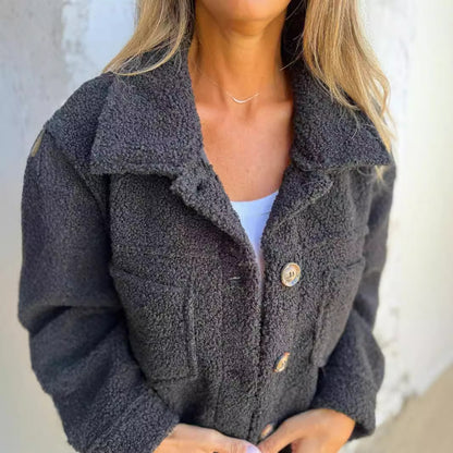 Veste en Tissu Sherpa avec Clo à Revers