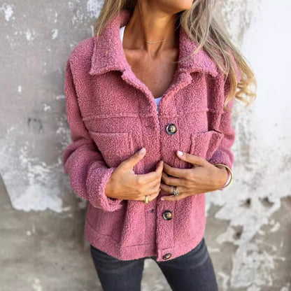 Veste en Tissu Sherpa avec Clo à Revers